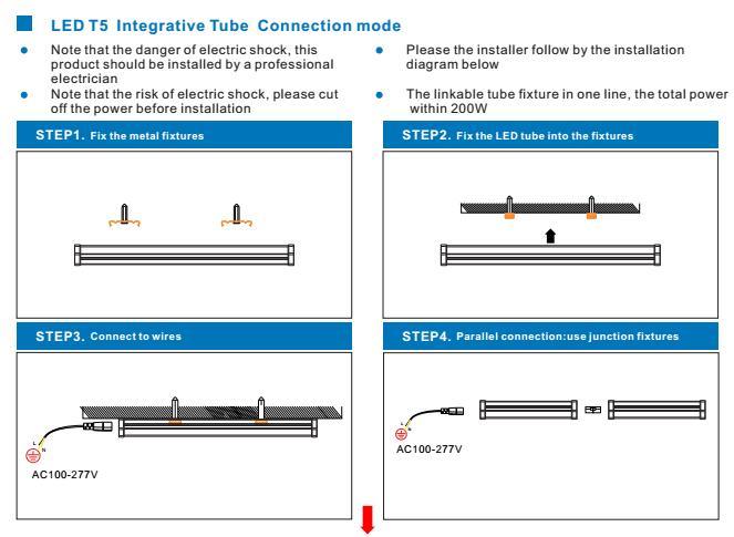 Double Integrated T5 Tube Light Fixture 30W 4FT LED T5 Tube Light UL ETL Dlc