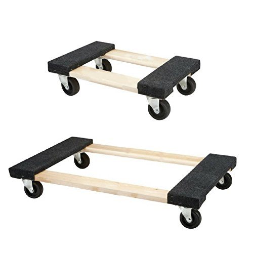 Hardwood Furniture Moving Dolly with Carpet Ends 900 Lbs Load Capacity, Mall Moving Dolly 18X12 Flat Rolling Dolly - Holds up to 1000lbs (Mini 2 Pack)