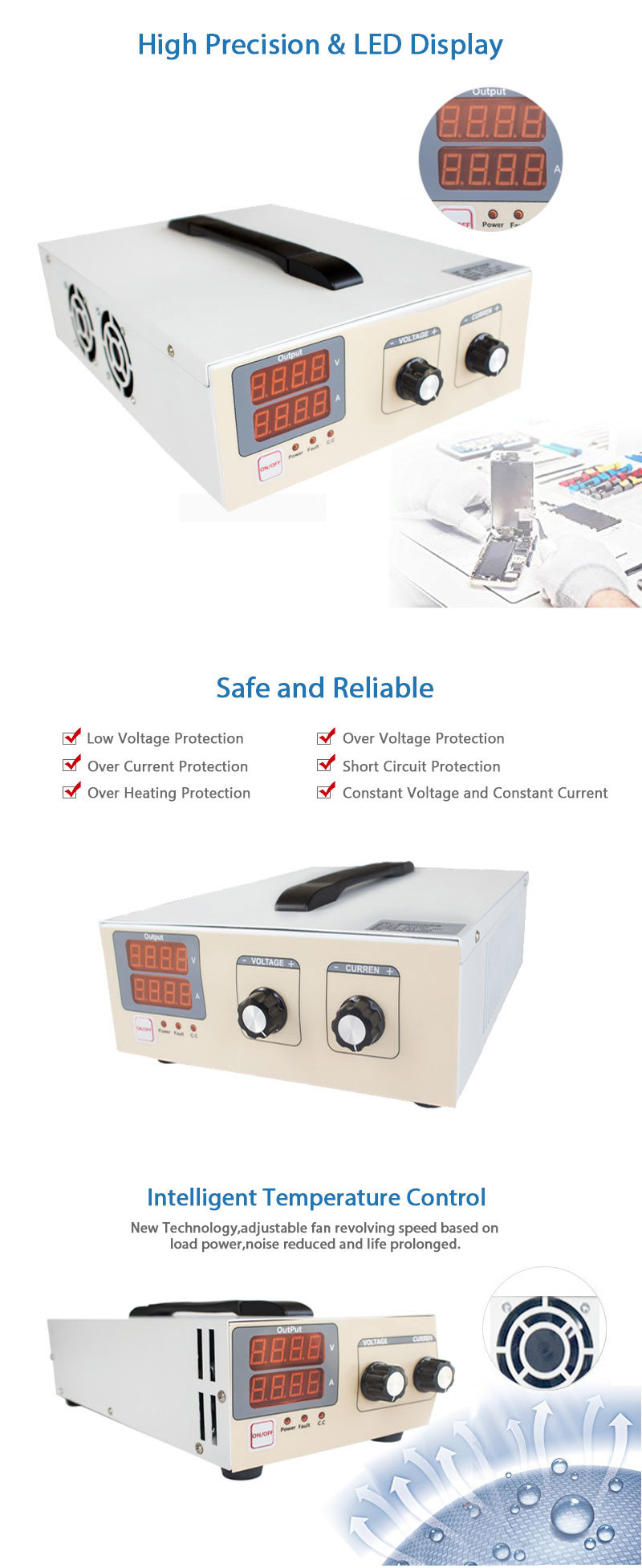 Constant Voltage/Current Automatic DC Power Supplies for Laboratory