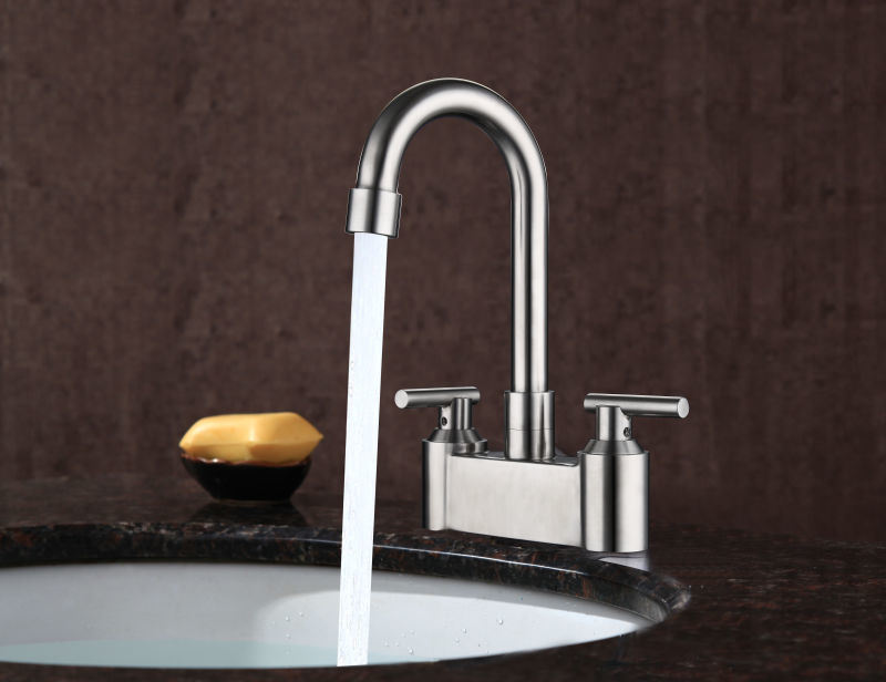 Double Handles New Design Bathroom Lavatory Basin Faucet Water Mixer