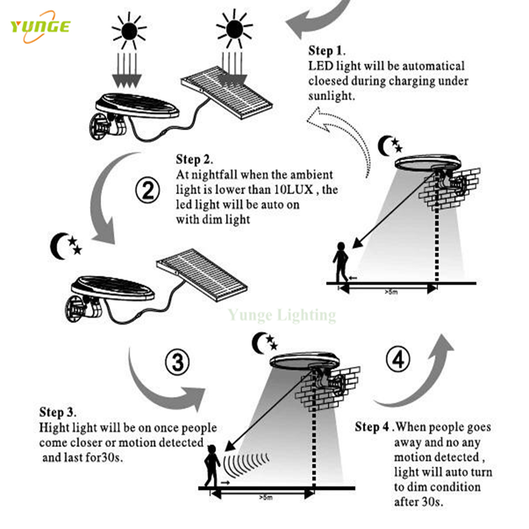 Solar LED Motion Light with External Solar Panel