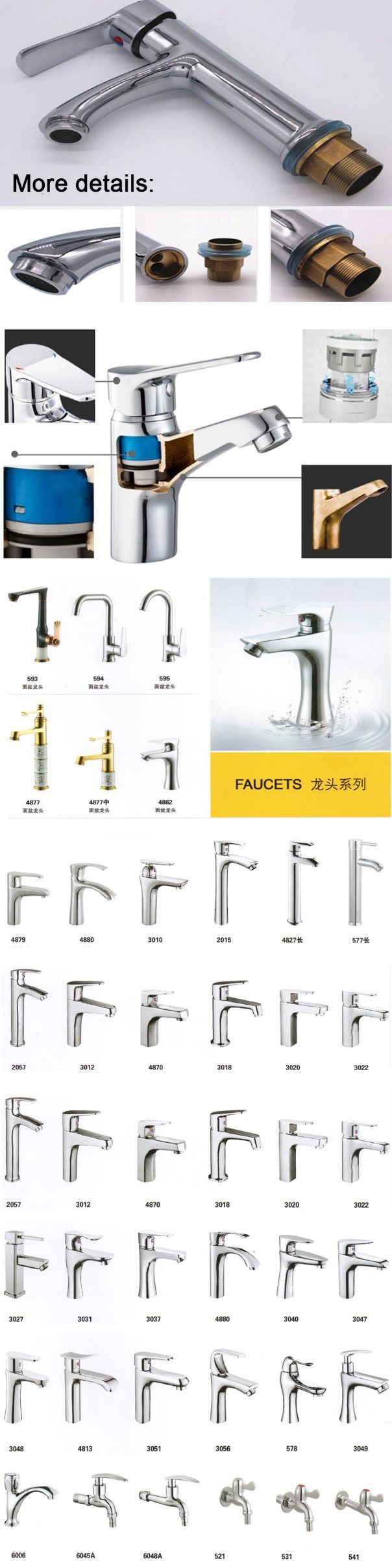 High Quality Single Handle Deck Mounted Brass Basin Faucet