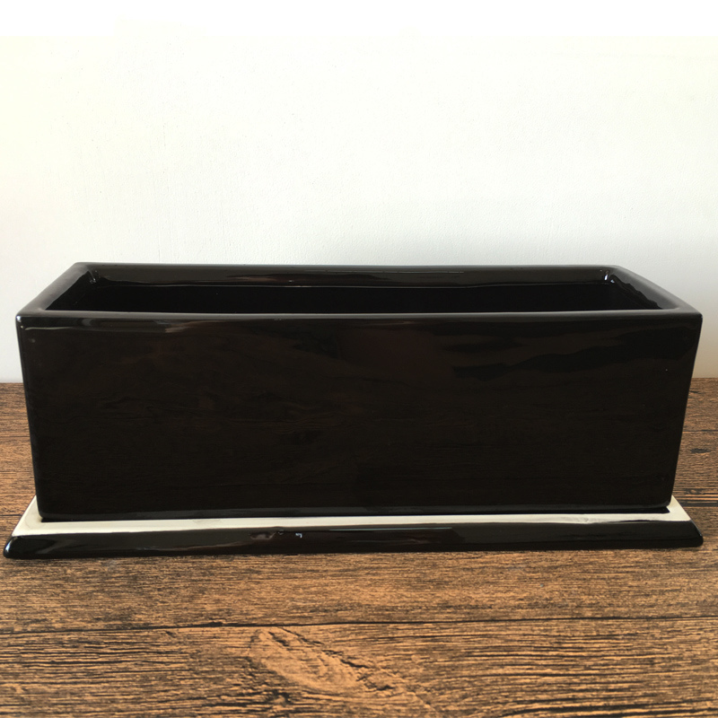 Black Indoor Decoration Rectangular Ceramic Flower Pot