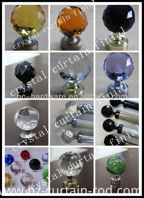 Curtains Ideas curtain rod crystal finials : China 60mm crystal curtain finial ,round crystal curtain rod ...