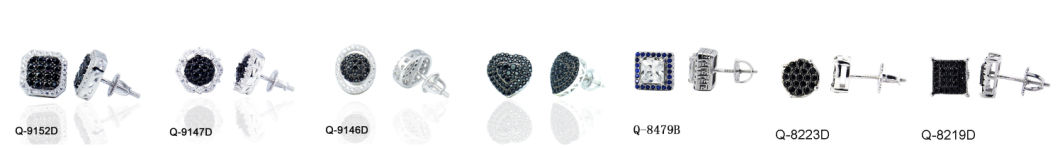 Fashion Style 925 Sterling Silver Earrings with Black Stone Stud Earring