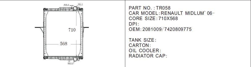 Auto Parts Truck Radiator for Renault Midlum '06-