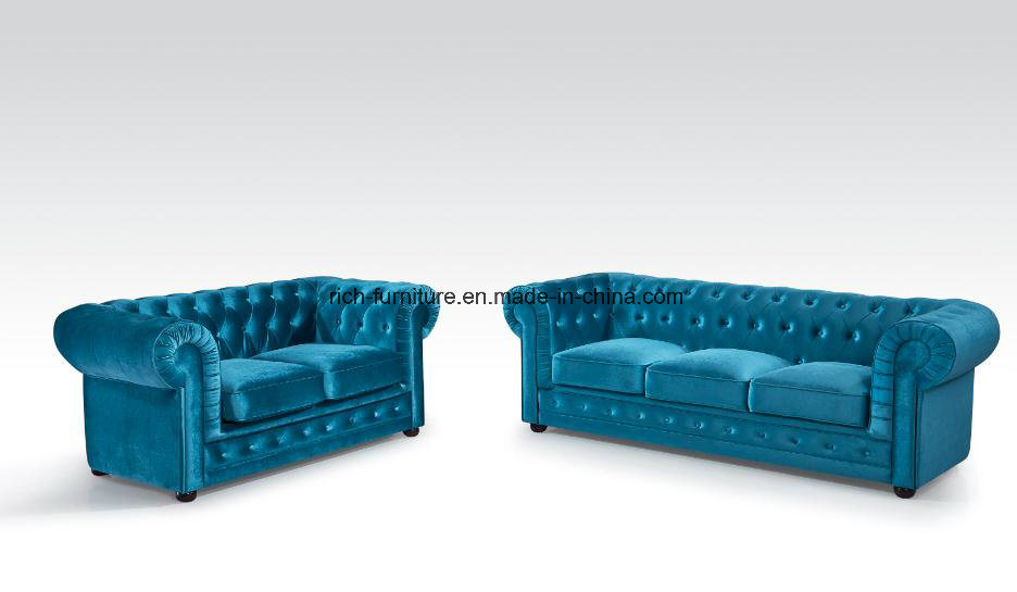 Modern Hotel Furniture Velvet Fabric Chesterfield Sofa Chair