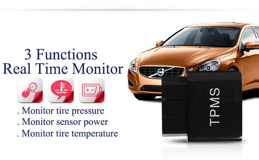 Bluetooth 4.0 APP Display TPMS Tire Pressure Alarm Monitor System OBD Interface Android iPhone