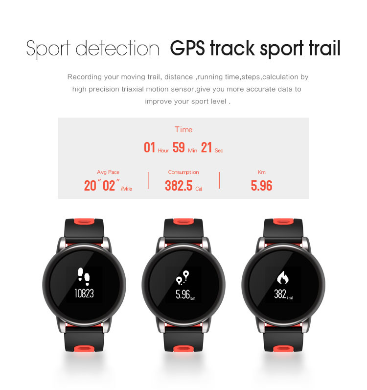 GPS Wristband Heart Rate Blood Pressure Monitoring Fitness Tracker Waterproof Smart Watch