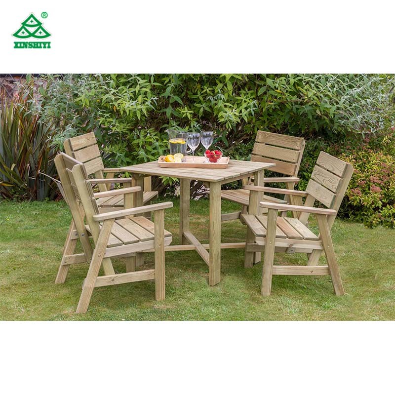 Outdoor Furniture Modern Outer Wooden Dining Table and Chair Custom Manufact