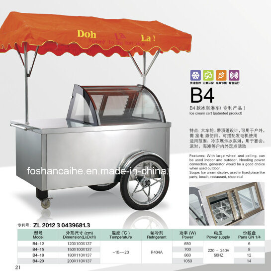 12 Flavor Stainless Steel Ice Cream Cart/Price of Push Cart