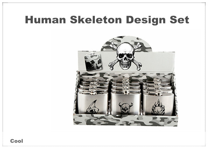 6oz Silk Print Human Skeleton Series Stainless Steel Hip Flask