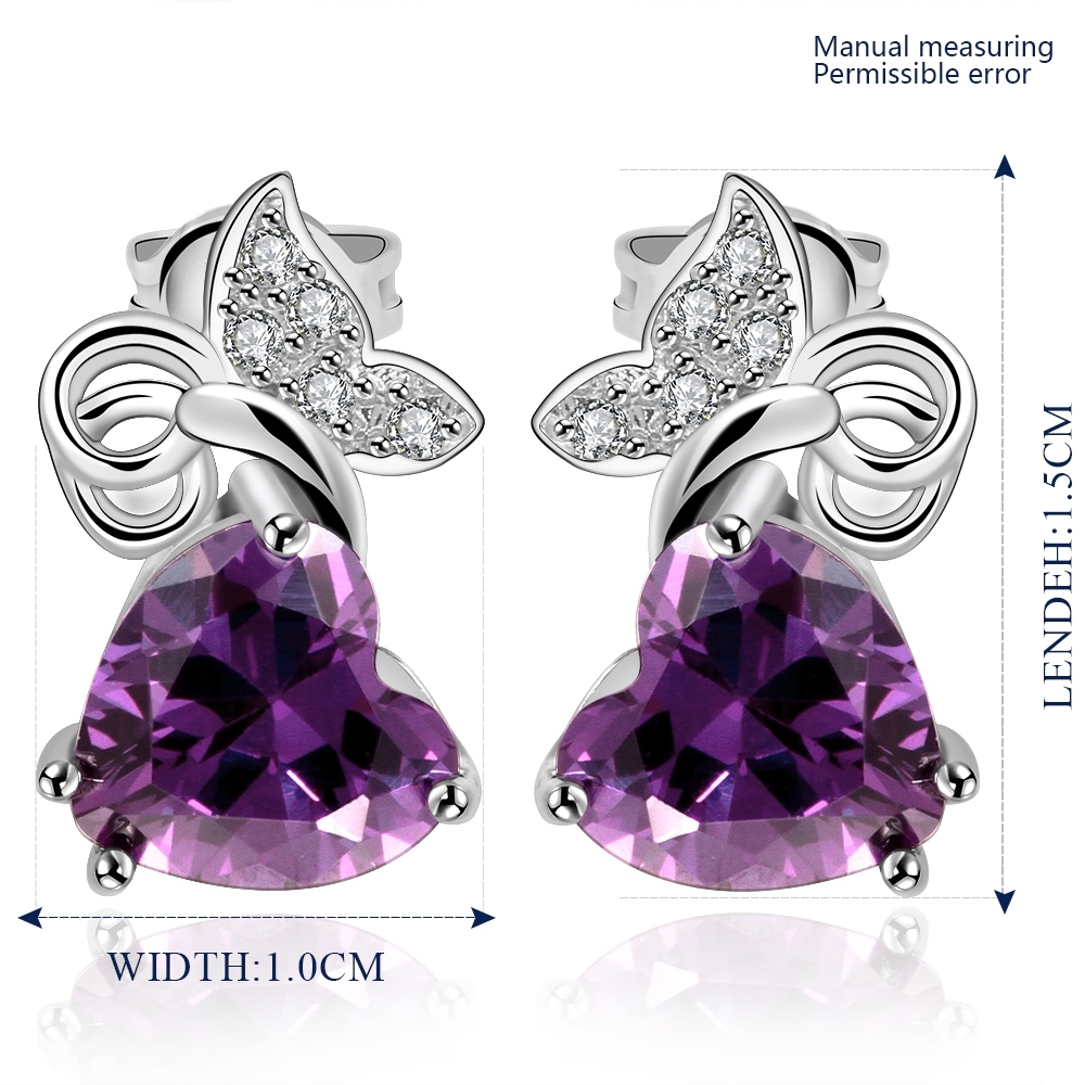 Puple Zircon Fashion Women Earrings Zircon Alloy Stud Earrings