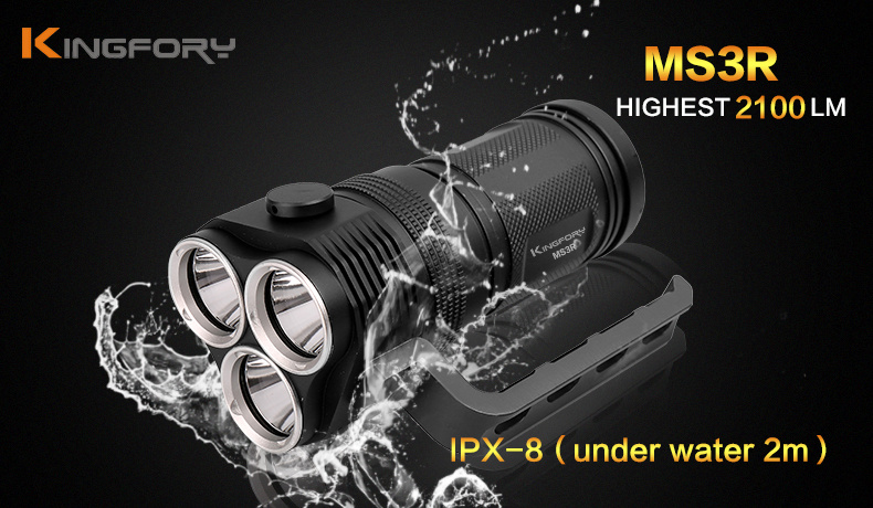 Ms3r 2100 Lumen Three Heads Super Bright Hand-Held LED Flashlight Torch