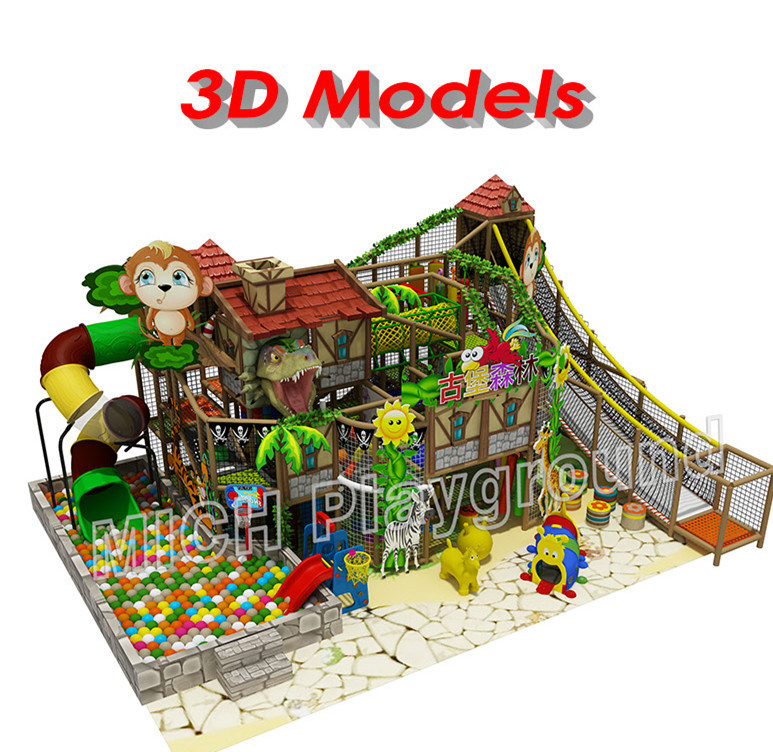 Indoor Soft Playground Plastic Toys Forest Theme for Children 6628A