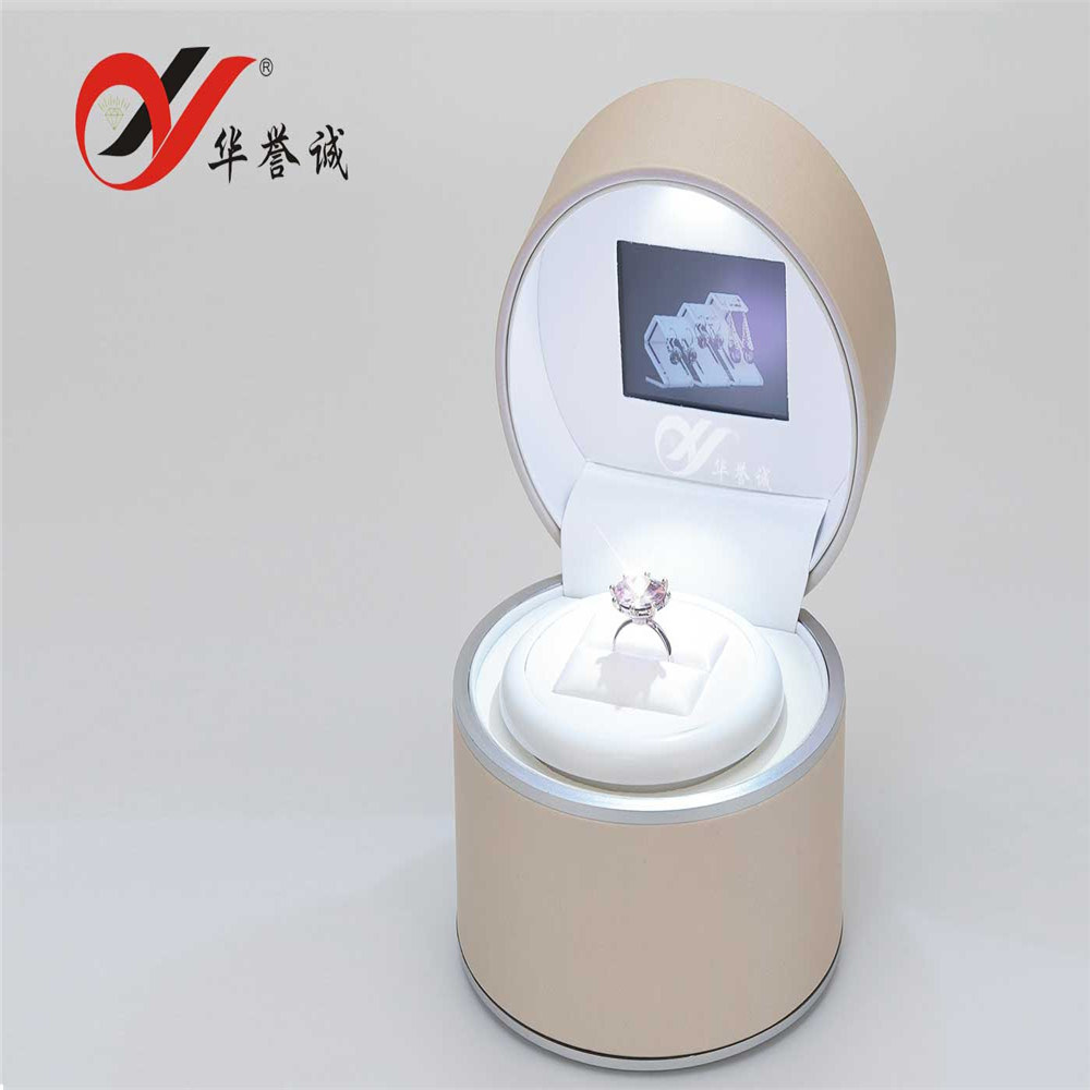 PU Leather+LED Light+Video+Music Jewelry Ring Box