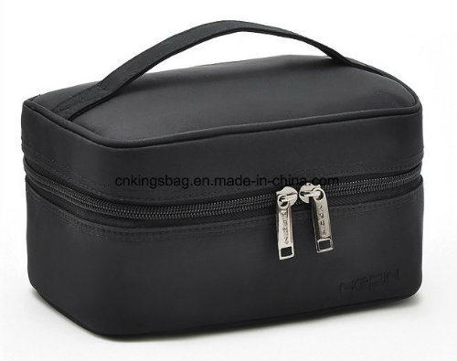 Black Microfiber Unisex Portable Makeup Cases&Bags, Cosmetic Bags&Cases