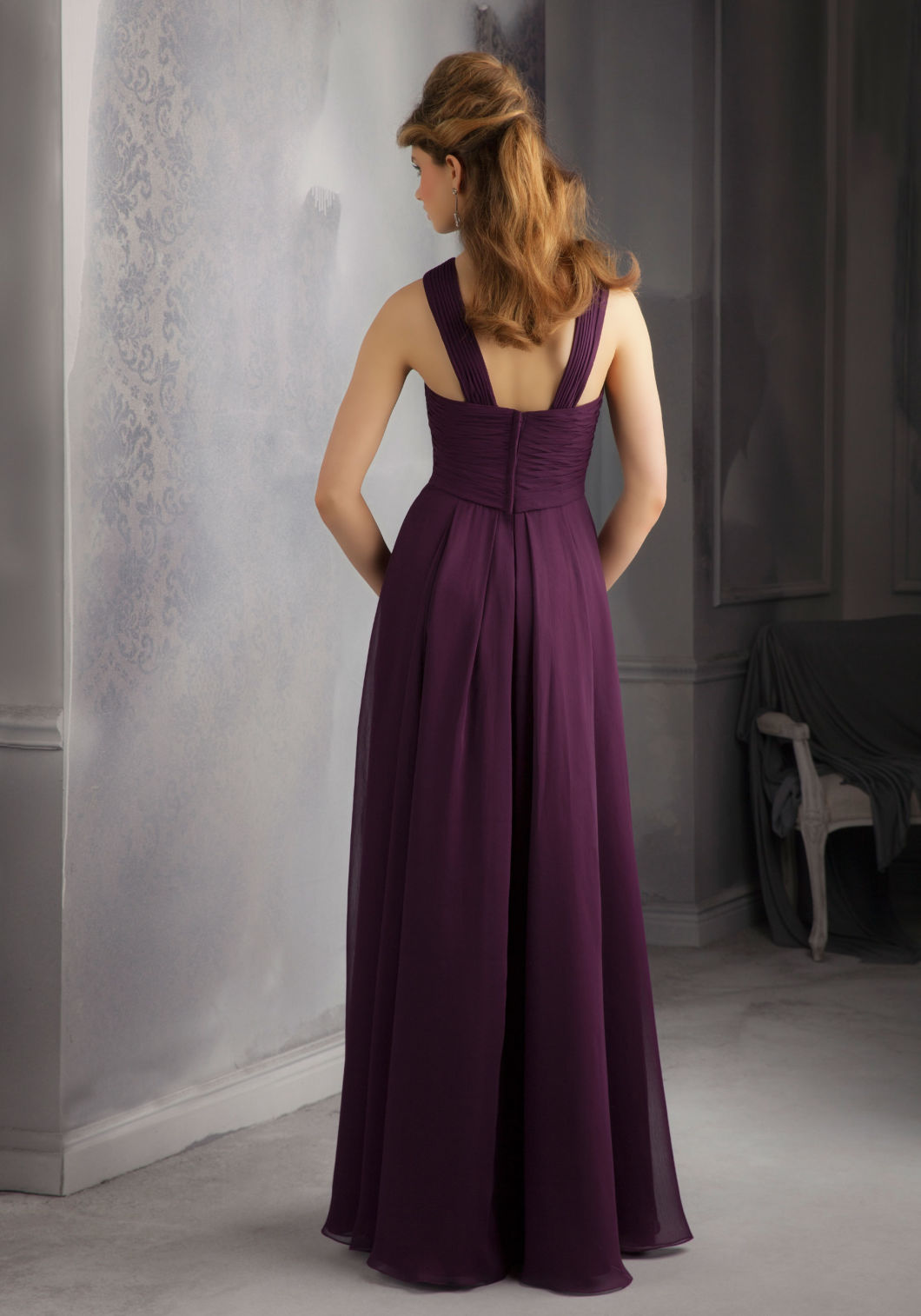 Purple Chiffon A Line Bridesmaid Dress