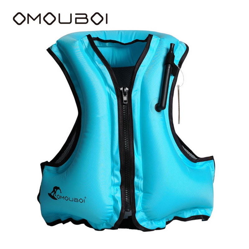 Free Shipping Light Blue Life Jacket Adult Inflatable Swim Vest Safety Jacket for Snorkeling