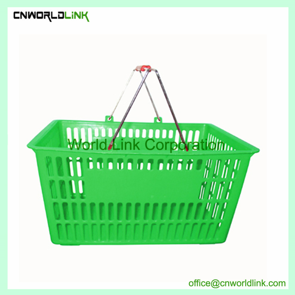 20L Easy Rolling Plastic Basket for Supermarket