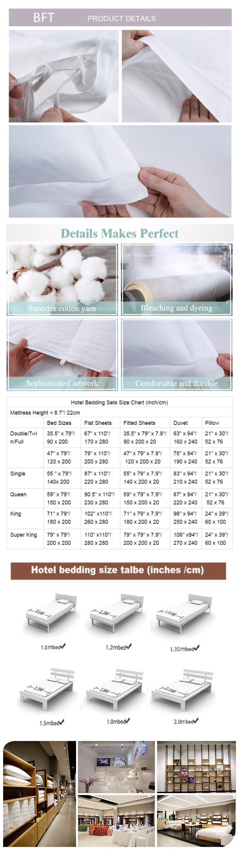 White High Quality Cotton Bed Sheet/Hotel Hospital Textile/ Bedding in Set