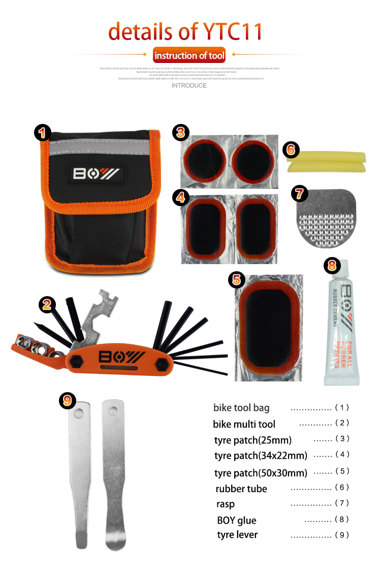 Wholesale Boy Brand Cold Patch Kit Tool Bicycle Repair Radial Tire Repair Set