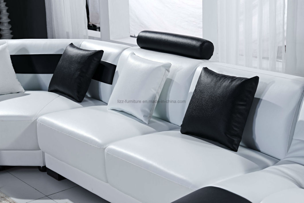 Home Furniture Wooden L Shape Leather Sofa