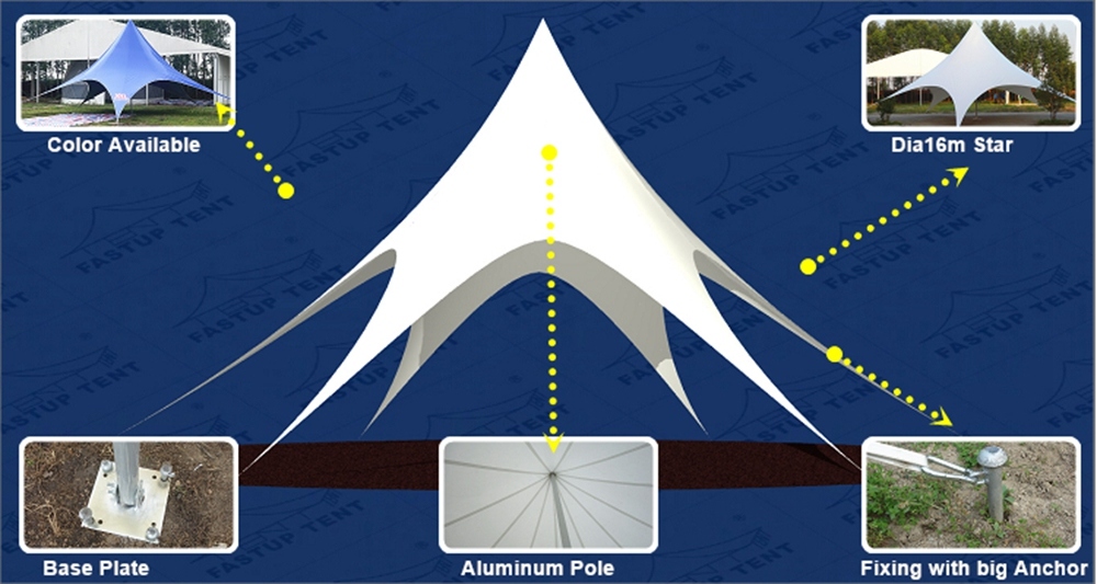 6m 8m 10m Diameter Family Camping Star Shade Marquee Tent