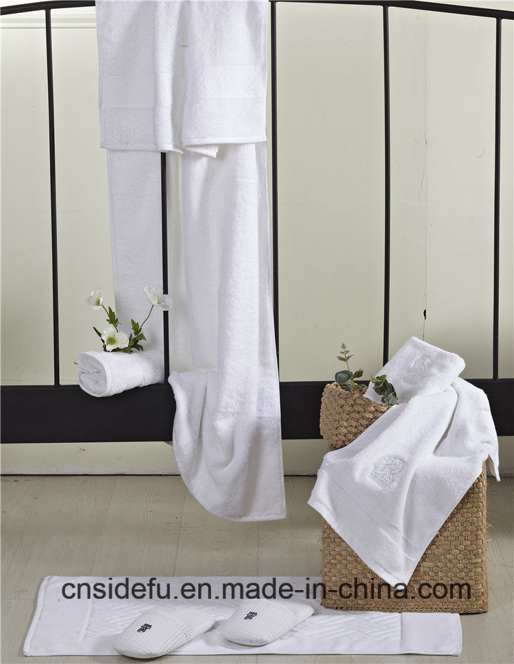 Good Quality Plain White100 % Cotton Hopsack Weave Towel for Hotel