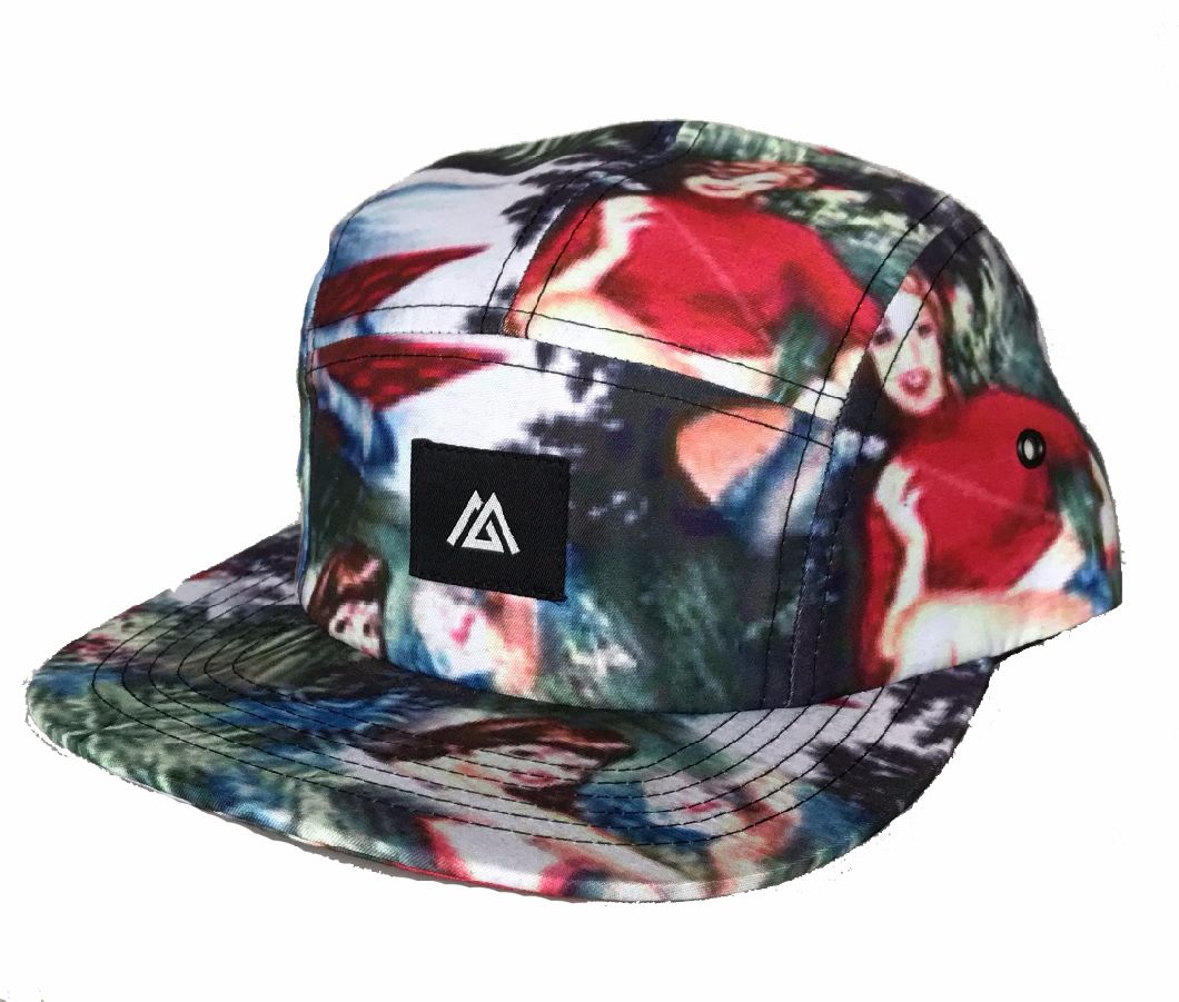 Fashion 5 Pane Hat with Printing Pattern Baseball Cap