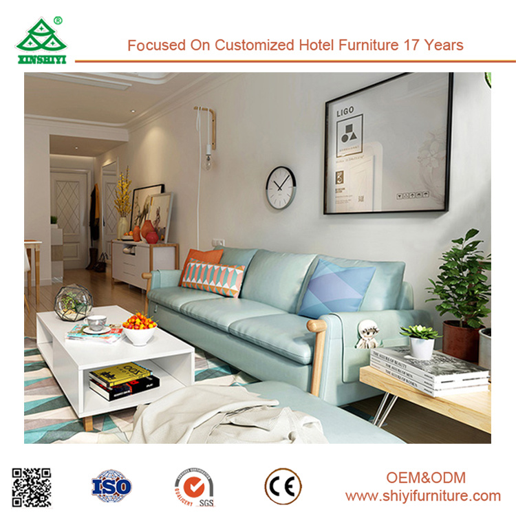 Leather Wooden Sofa Hotel Lobby Furniture Golden Quality Modern Leather Sofa for Sale Living Room Furniture