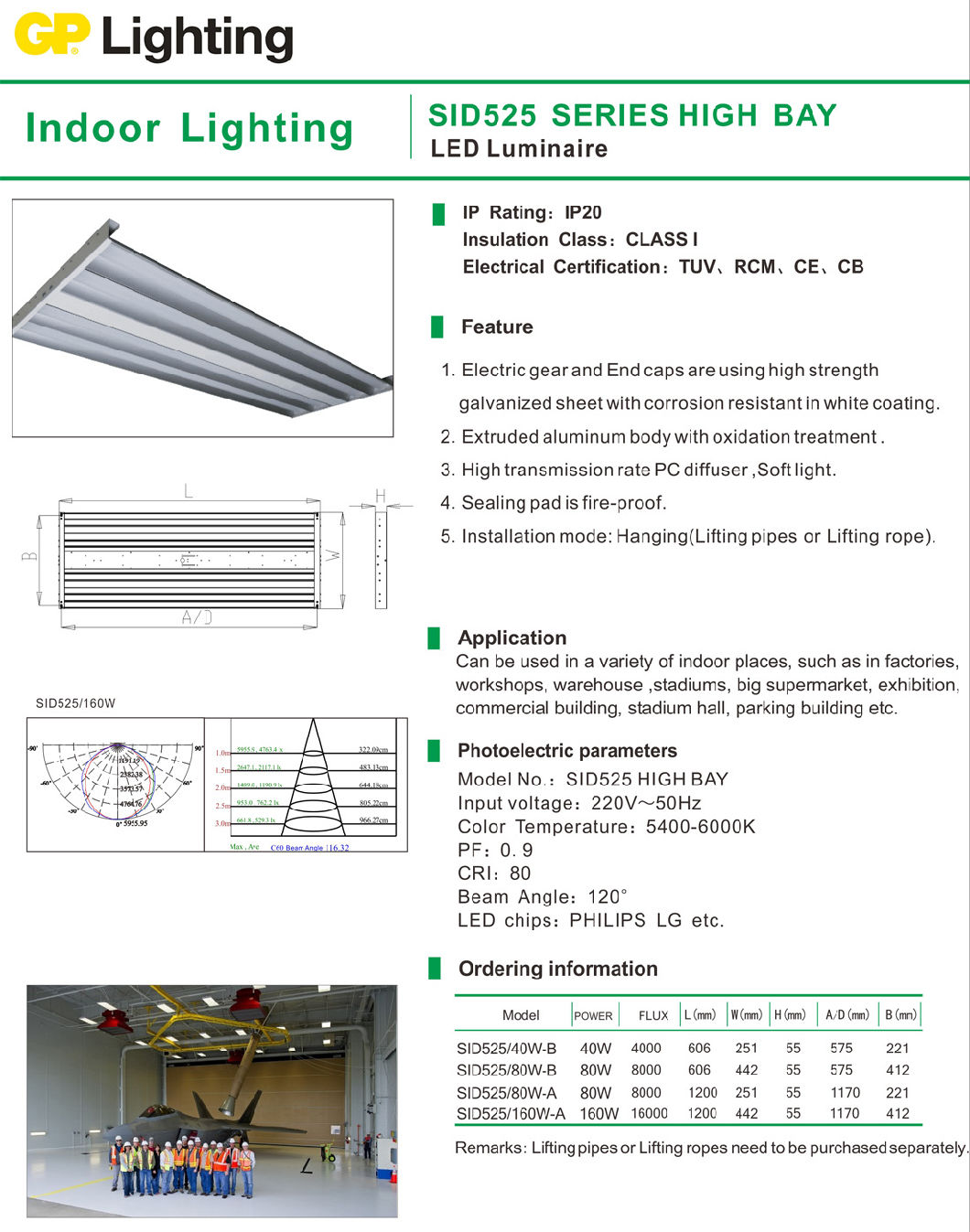 40W/80W/160W LED High Bay Light for Factory/Wearhouse Lighting (SID525)