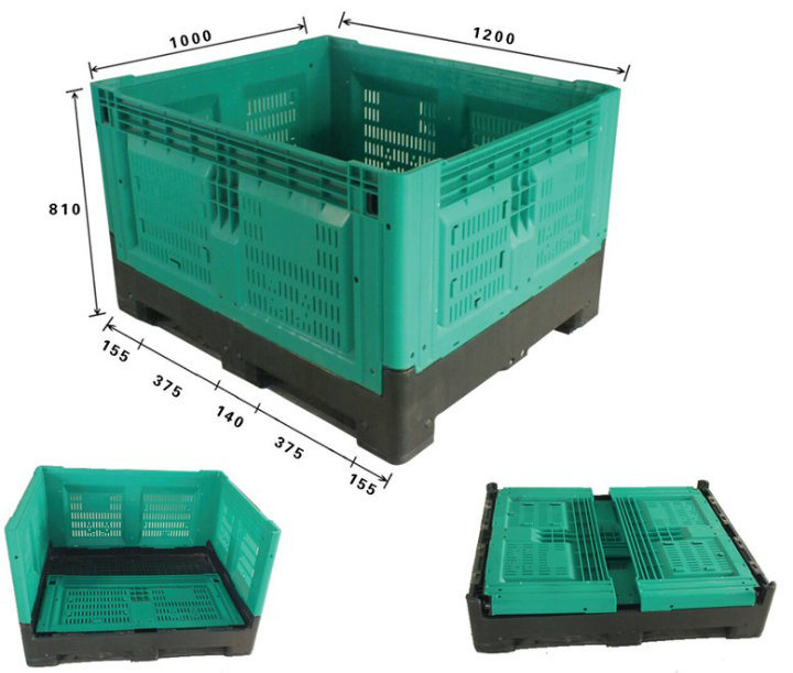 Large HDPE Pallet Crate Folding Design with Height 810mm