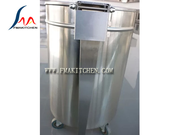 Mobile Stainless Steel Garbage Bin with Wheels and Pedal, Waste Bin in Ss