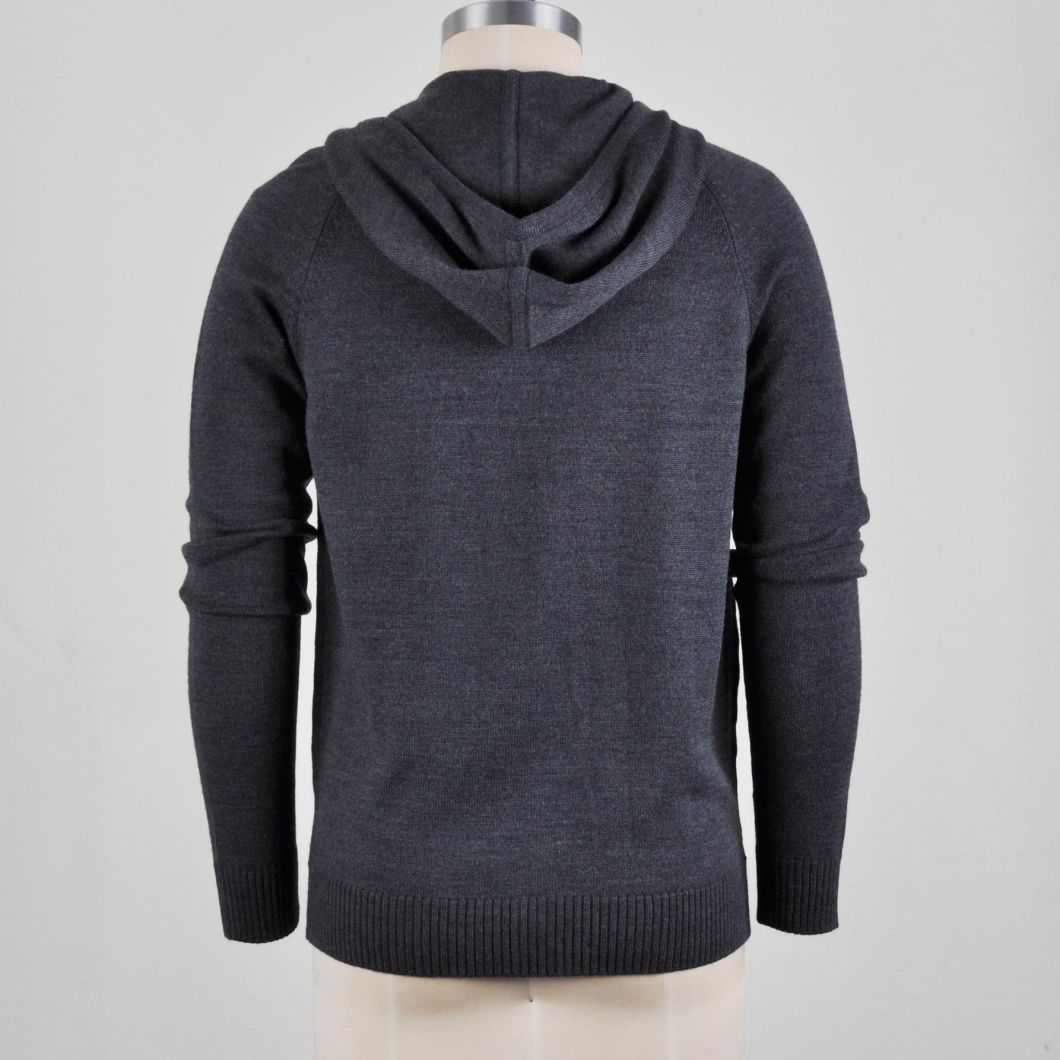 Classical Wool Blend Hooded Sweater for Men