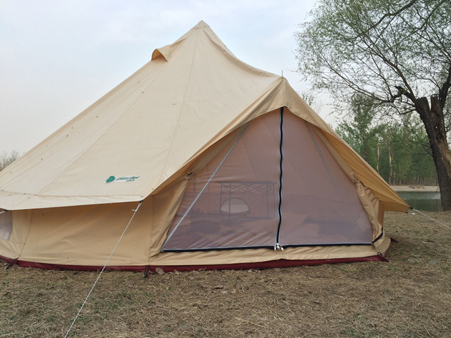 Waterproof Beige Color Unique Bell Tent Outdoor Family Camping Tent