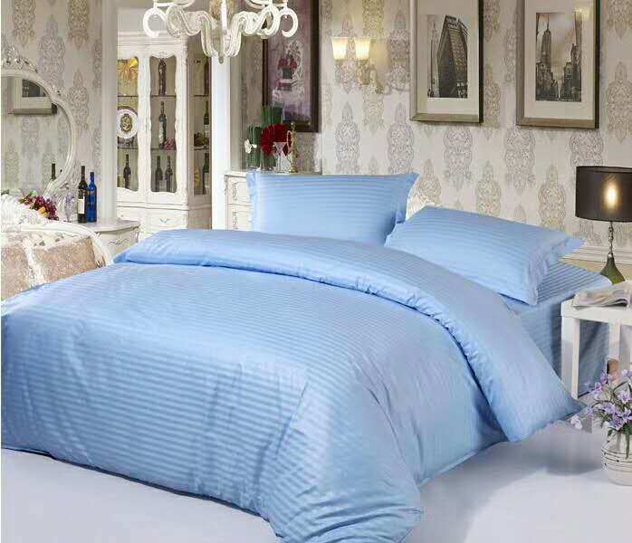 Cotton Stripe Hotel Bedding Set. Comforter Set Bed Linen