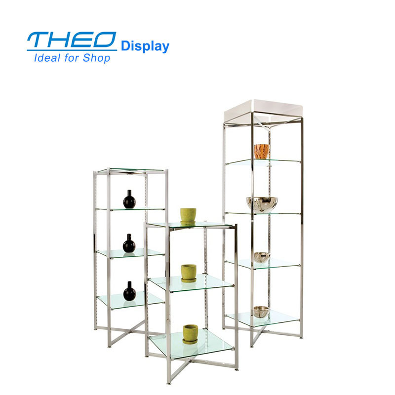 High Quality Glass Tier Metal Frame Display Cabinet for Valuables