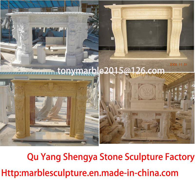 Hot Selling High Quality White Marble Fireplace Surround Flowers (SY-MF149)