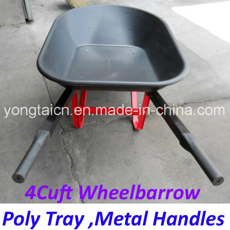 America 4cuft Poly Tray Metal Handles Wheelbarrow for Gardenning