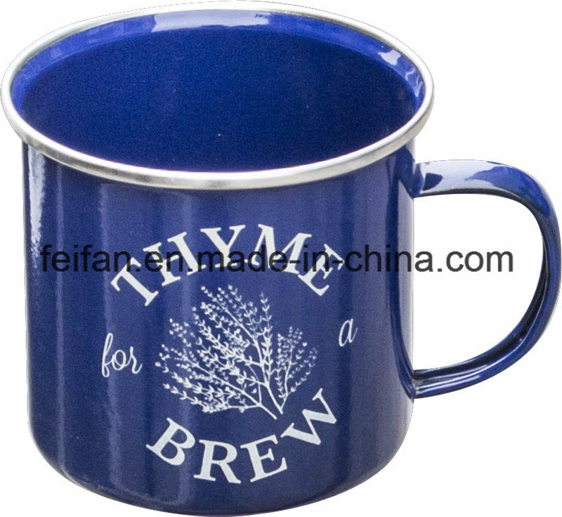 Modern Design Enamel Mug/Cup with Stainless Rim/Edge