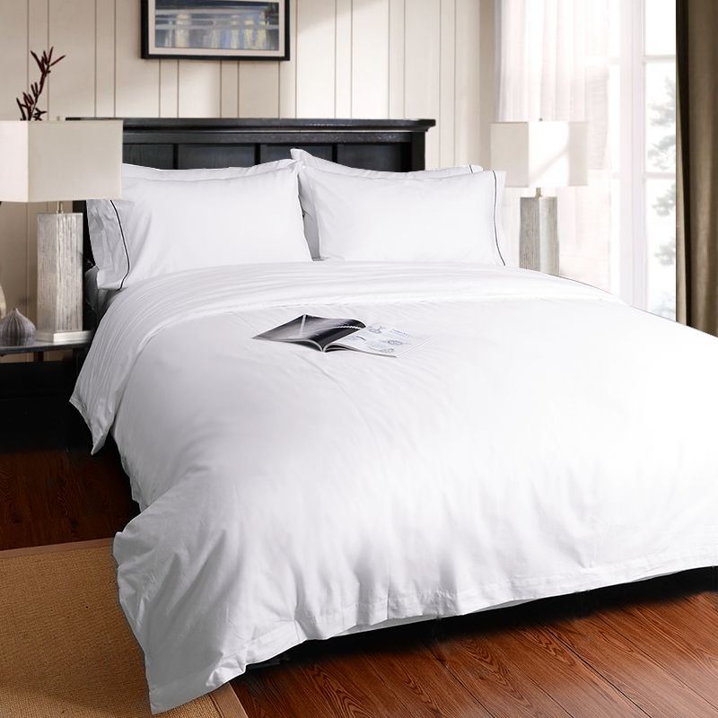 Luxury Jacquard Hotel Bedding, 100% Cotton Plain White Bed Set (JRD908)