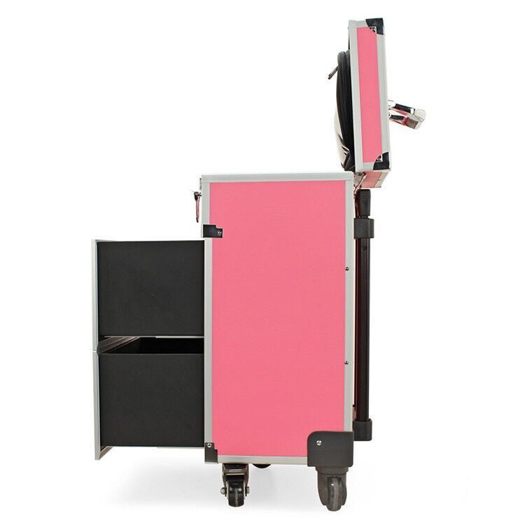 Aluminum Cosmetic Trolley Case with Double Drawers and Wheels (KeLi-LG-1025)