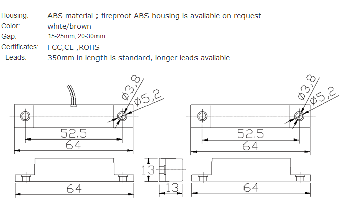 Magnetic Door Contact Reed Switch