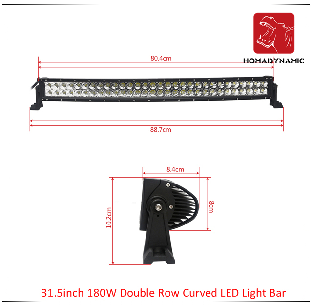 LED Car Light of 31.5inch 180W Double Row Curved LED Light Bar Waterproof for SUV Car LED off Road Light and LED Driving Light