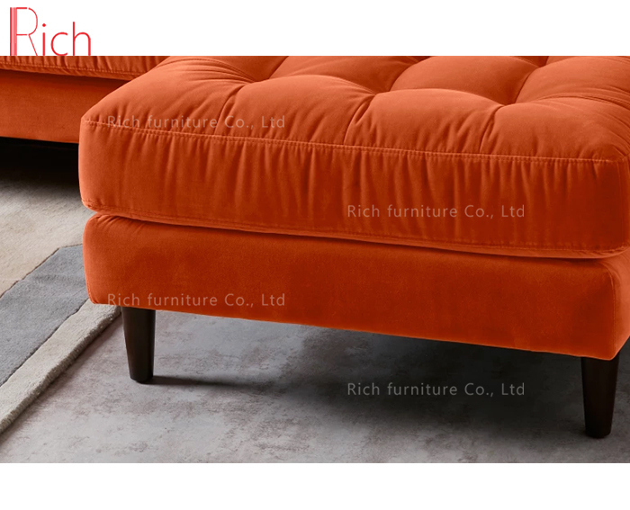 Wholesale Modern Furniture Orange Velvet Sectional Sofa for Home