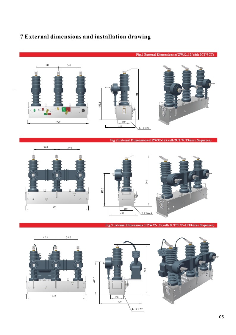 Zw32-12kv Hv Vacuum Circuit Breaker with Controller /CT/Zct/Disconnector