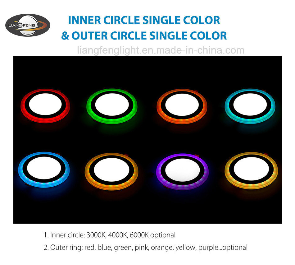 Concealed or Surface Round or Square Aluminum and Acrylic Housing 3W + 3W Double Colors LED Panel Light