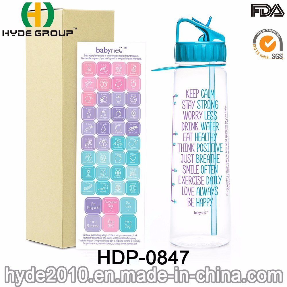 Wholesale 900ml BPA Free Plastic Tritan Water Bottle with Straw (HDP-0847)