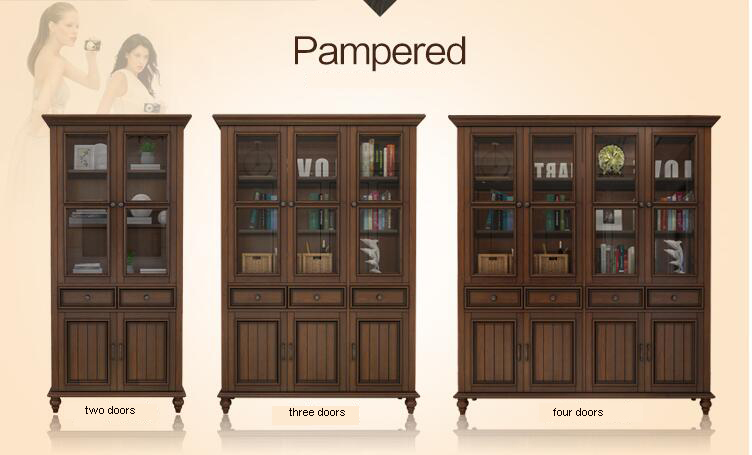 European Style Furniture Solid Teak Wood Bookcase (GSP18-001)